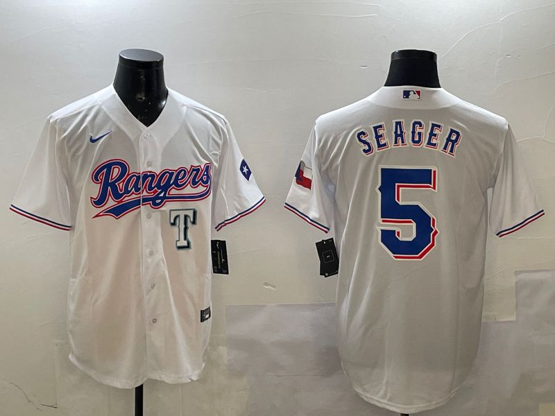Men Texas Rangers 5 Seager White Game 2025 Nike MLB Jersey style 5